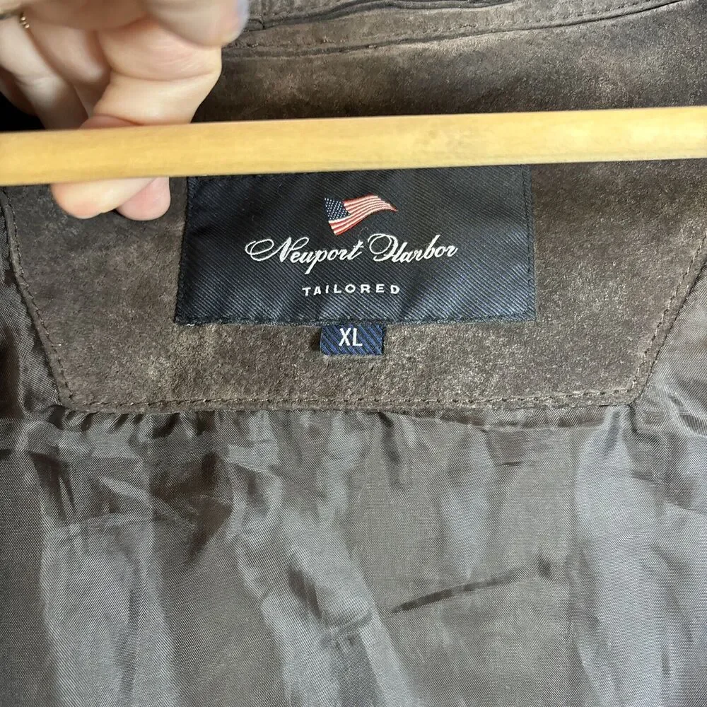 Suede Leather Chore Coat XL Brown Rancher Jacket Washable‎ Zip Pocket Harbor Bay